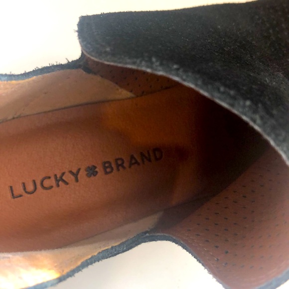 Lucky Brand perforated black suede slip-on booties 6.5 - Picture 3 of 6